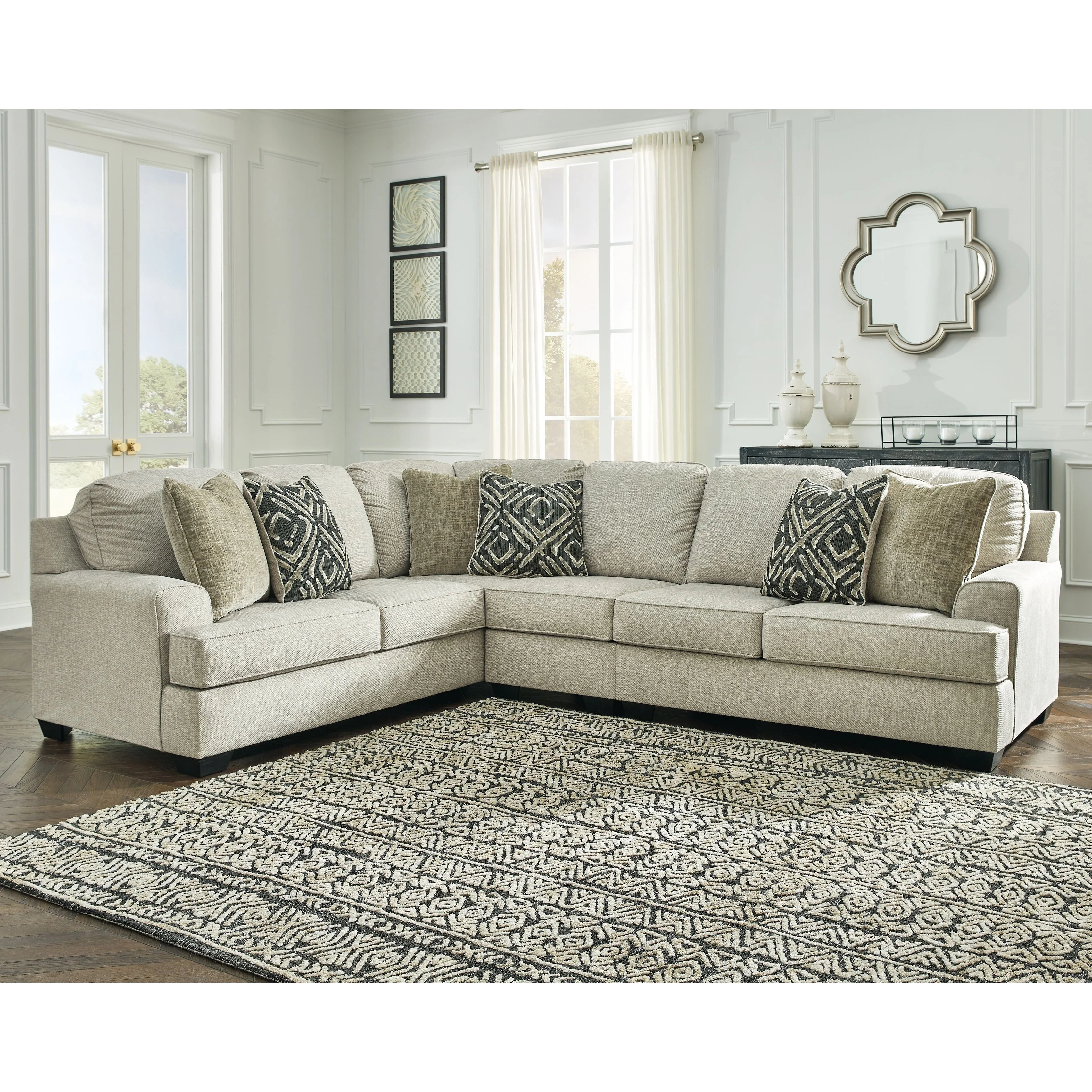 Wellhaven - Linen - Left Arm Facing Sofa 3 Pc Sectional
