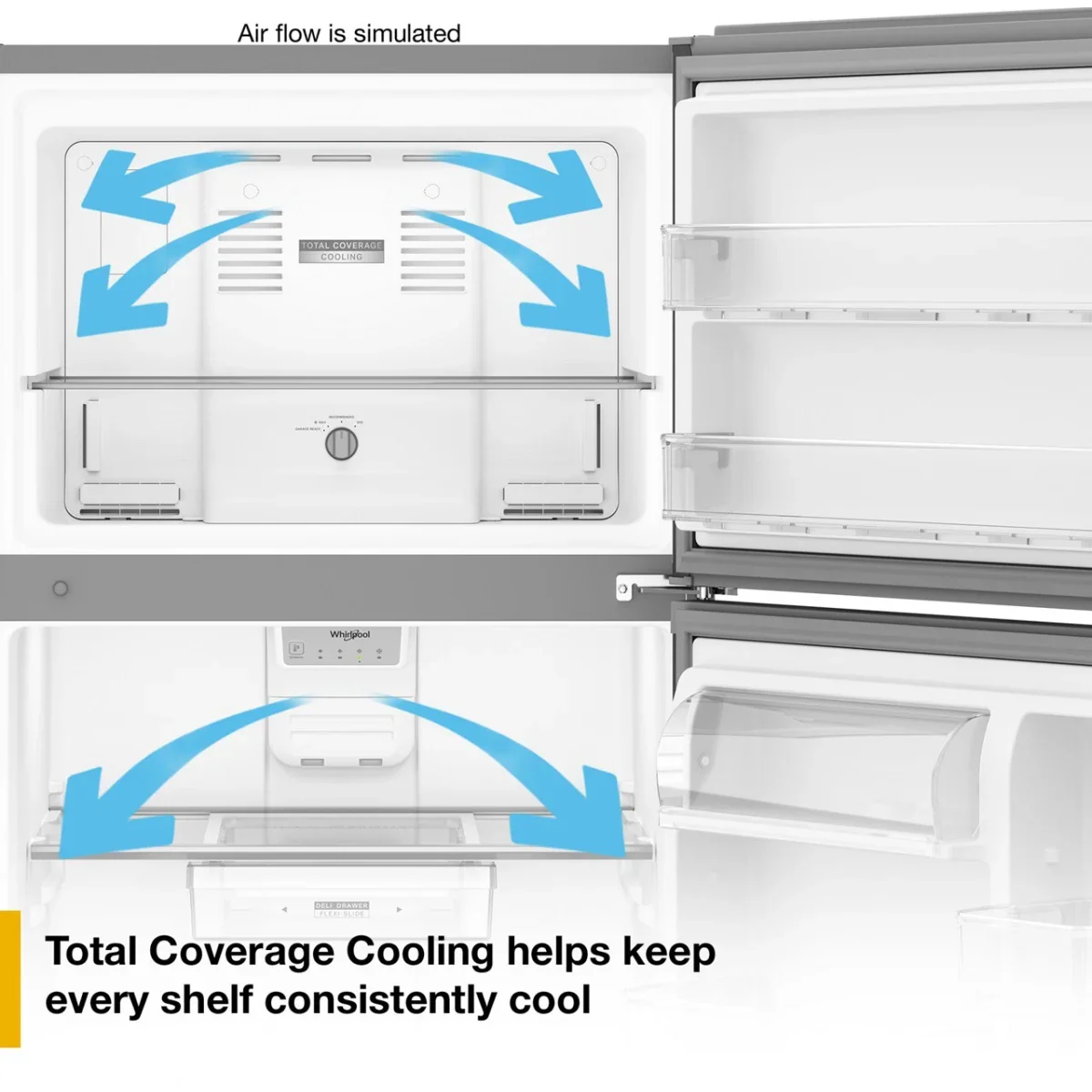 Whirlpool 29.5" Wide 19.3 CuFt Top Freezer Refrigerator in White - Image 3
