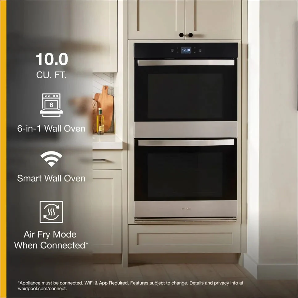 Whirlpool 30 Inch Double Electric Smart Wall Oven with 10.0 cu. ft. Fan Convection Ovens, Steam Clean, Air Fry, Frozen Bake™, Rapid Preheat, WiFi, and Star K: Fingerprint Resistant Stainless Steel - Image 10