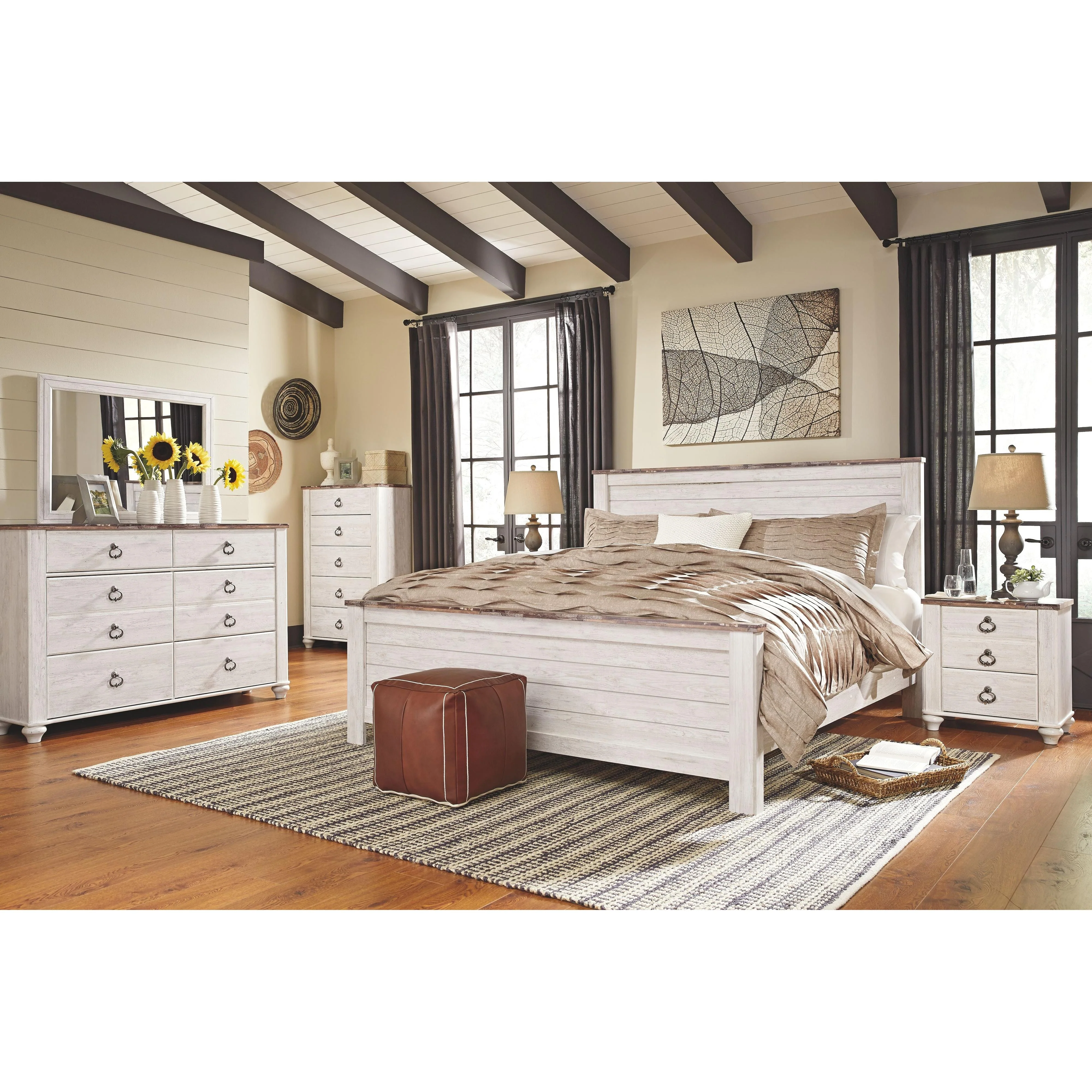 Ashley Willowton King/cal King Panel Headboard in Whitewash - Image 15