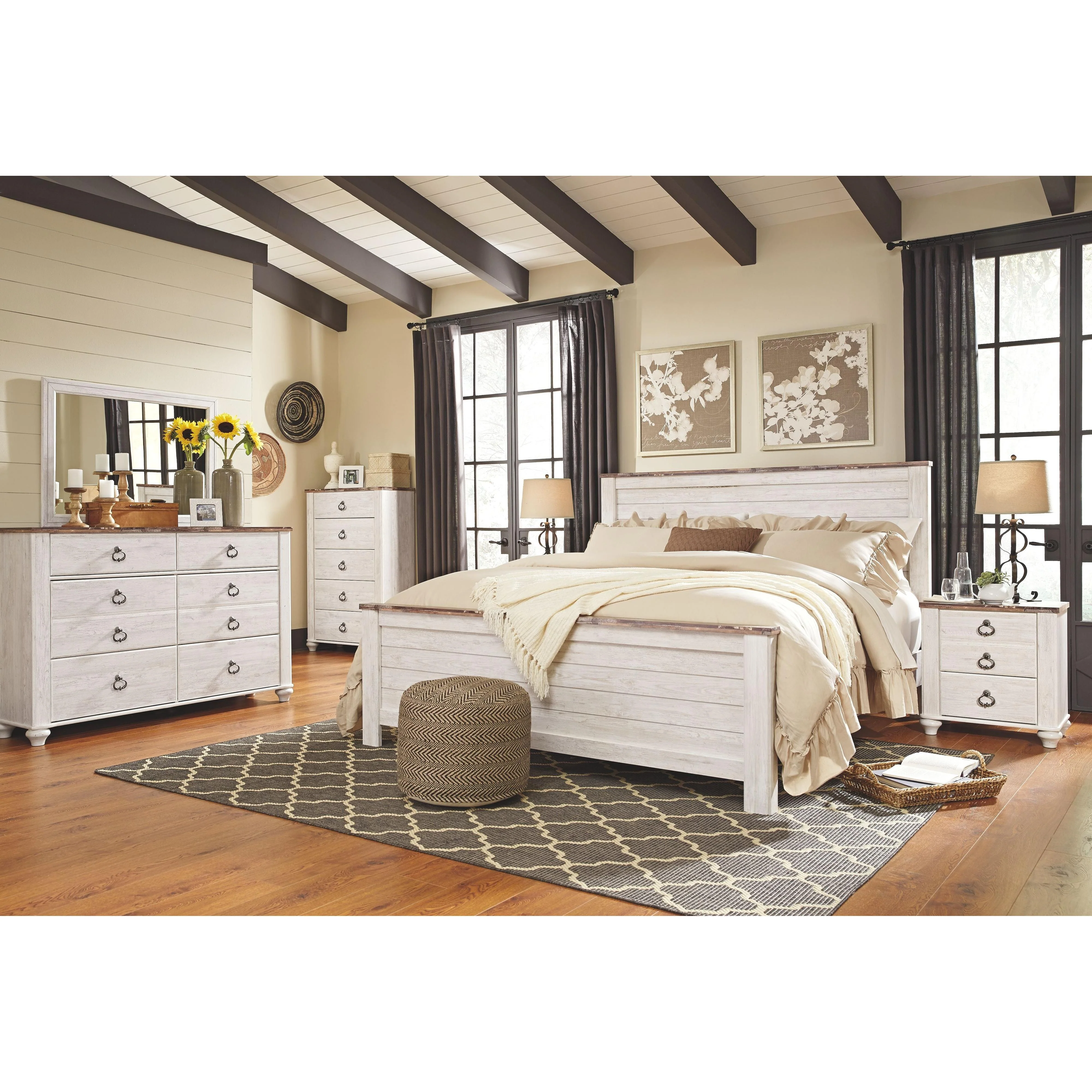 Ashley Willowton King/cal King Panel Headboard in Whitewash - Image 26