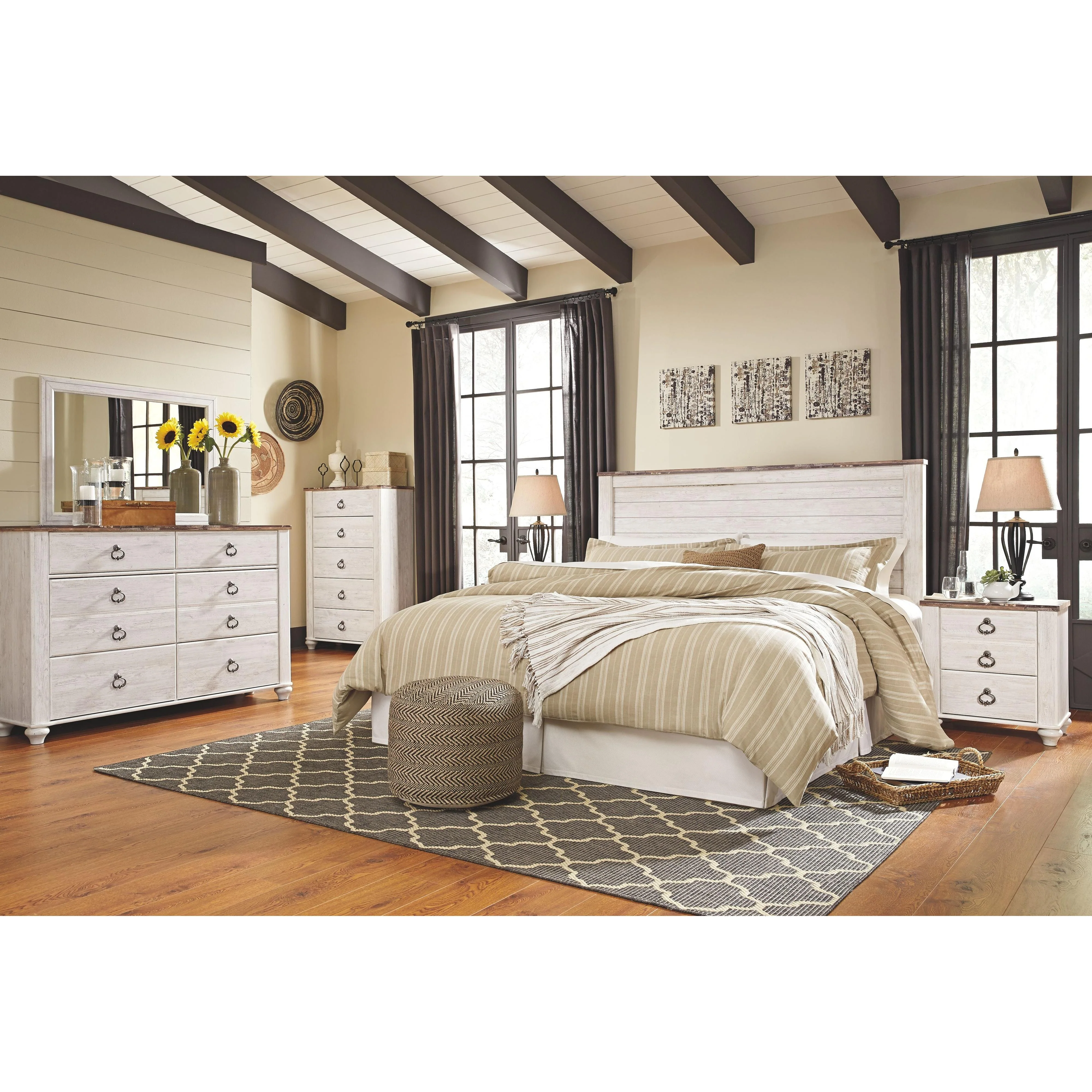 Ashley Willowton King/cal King Panel Headboard in Whitewash - Image 38