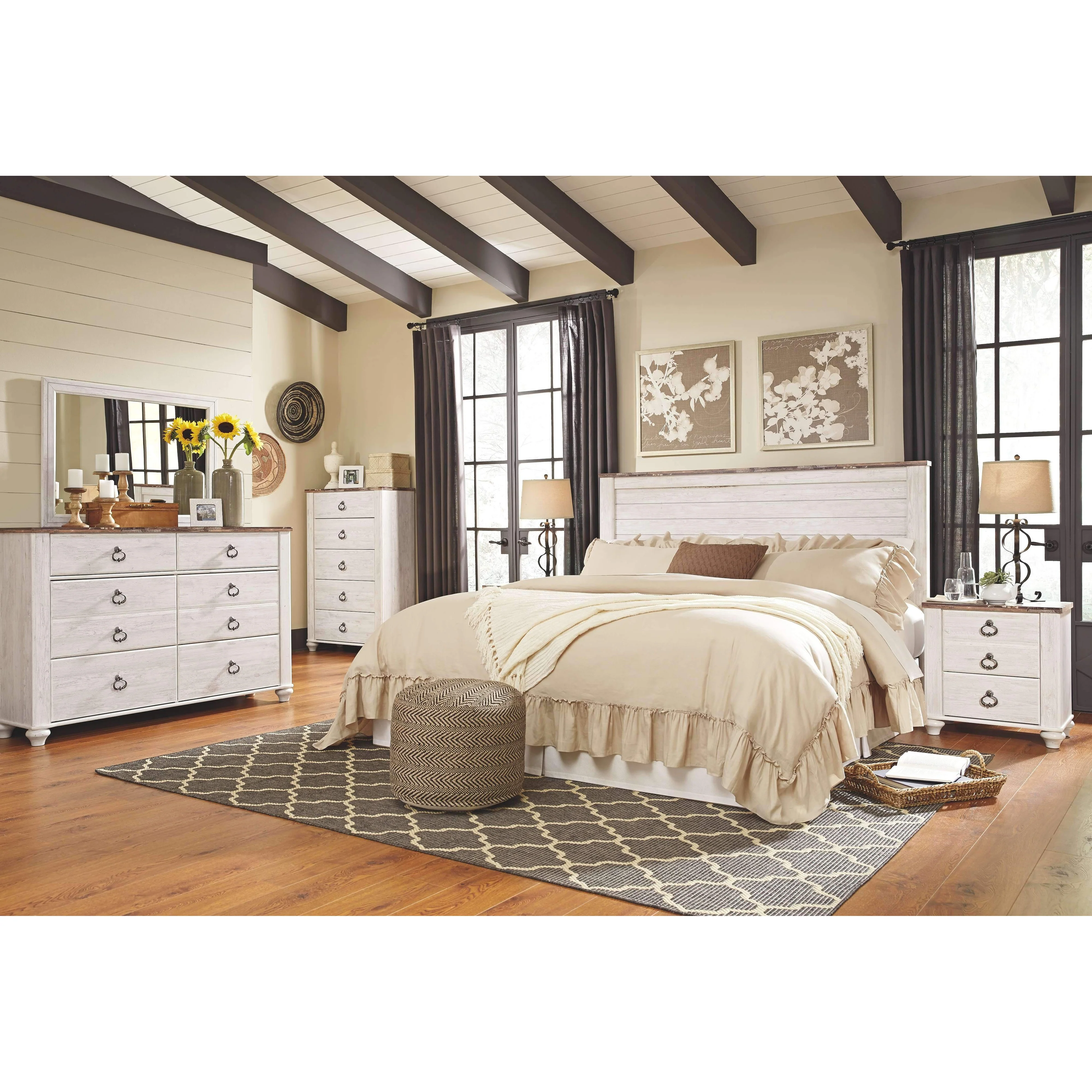 Ashley Willowton King/cal King Panel Headboard in Whitewash - Image 9