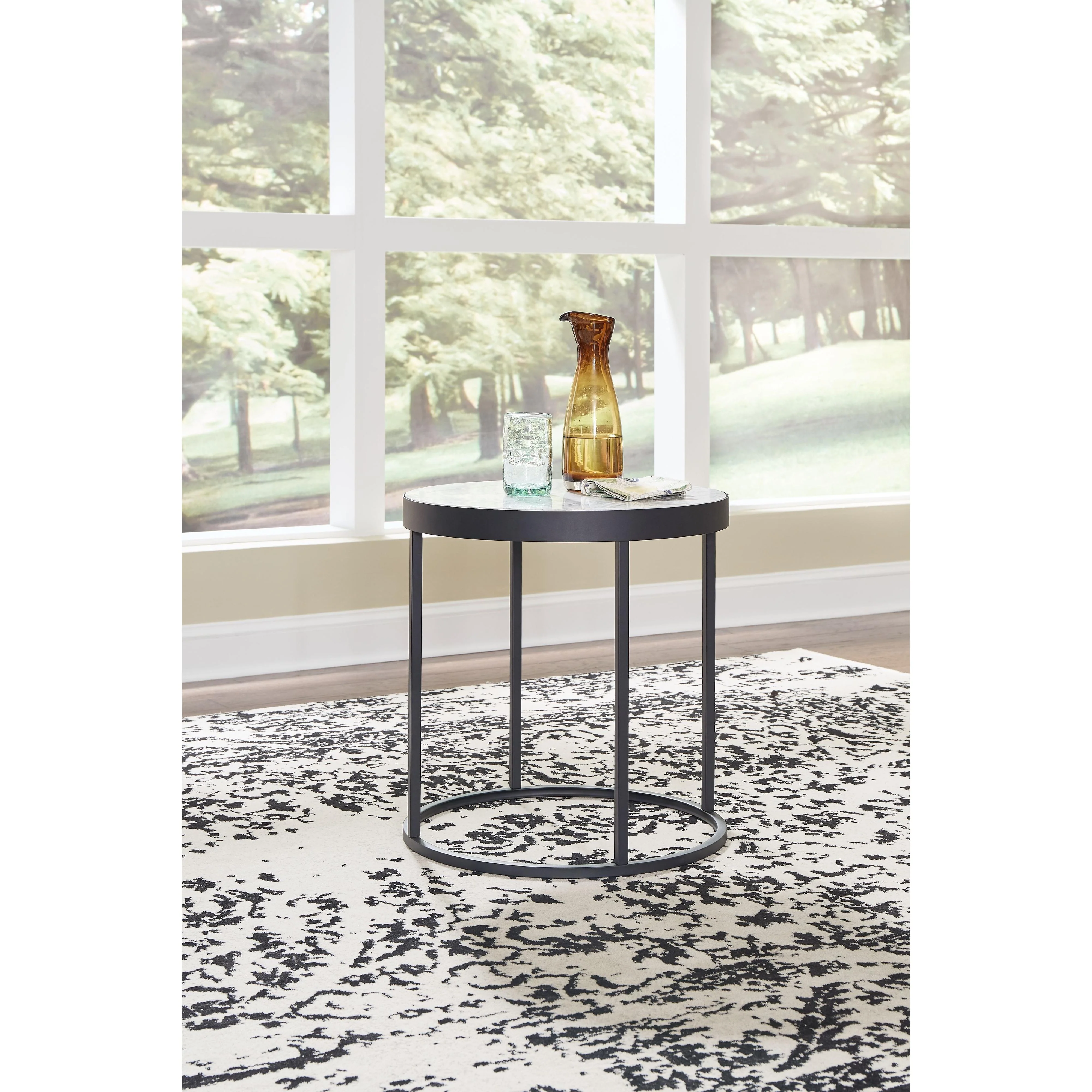 Windron - Black/white - Round End Table - Image 2