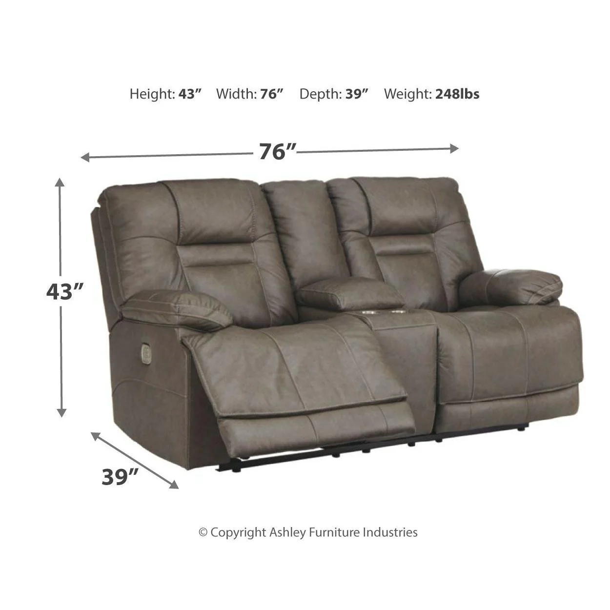 Wurstrow - Smoke - Pwr Rec Loveseat/con/adj Hdrst - Image 12