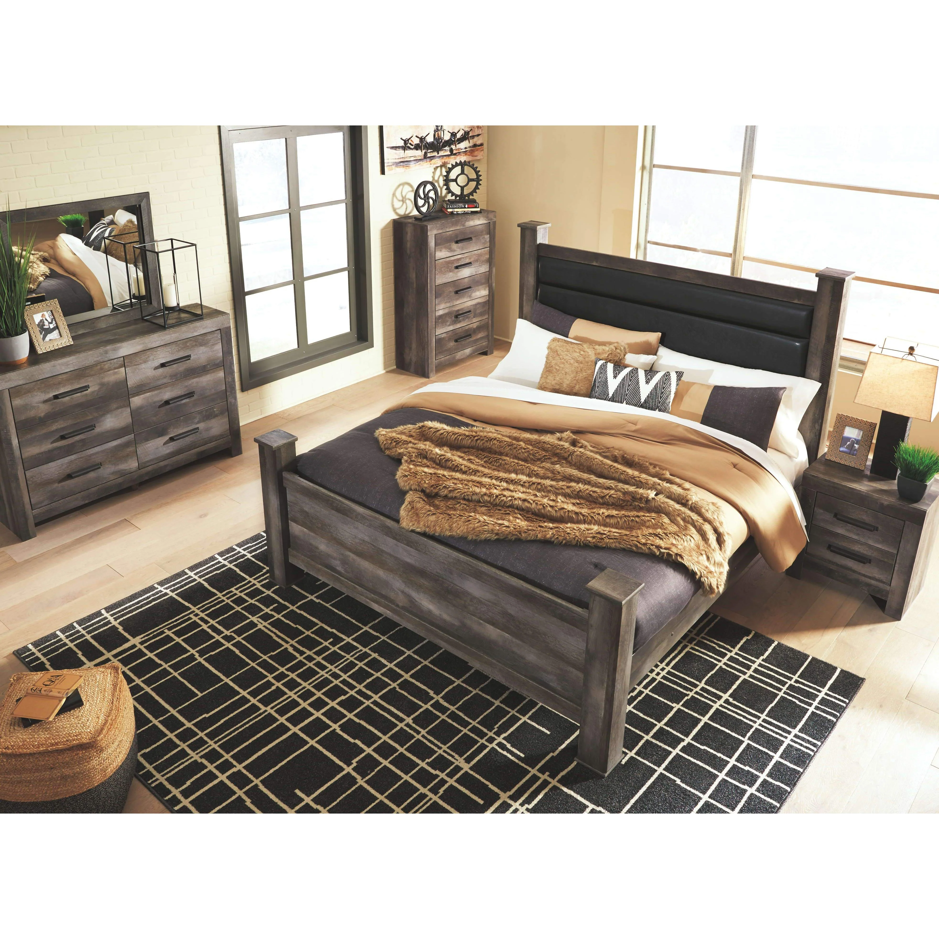 Wynnlow - Gray - King Upholstered Poster Bed - Image 2