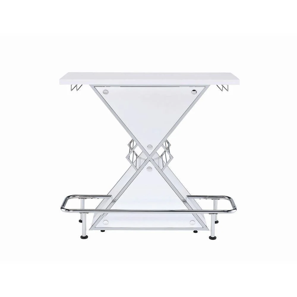 X-shaped Bar Unit With Wine Bottle Storage - White - Image 5