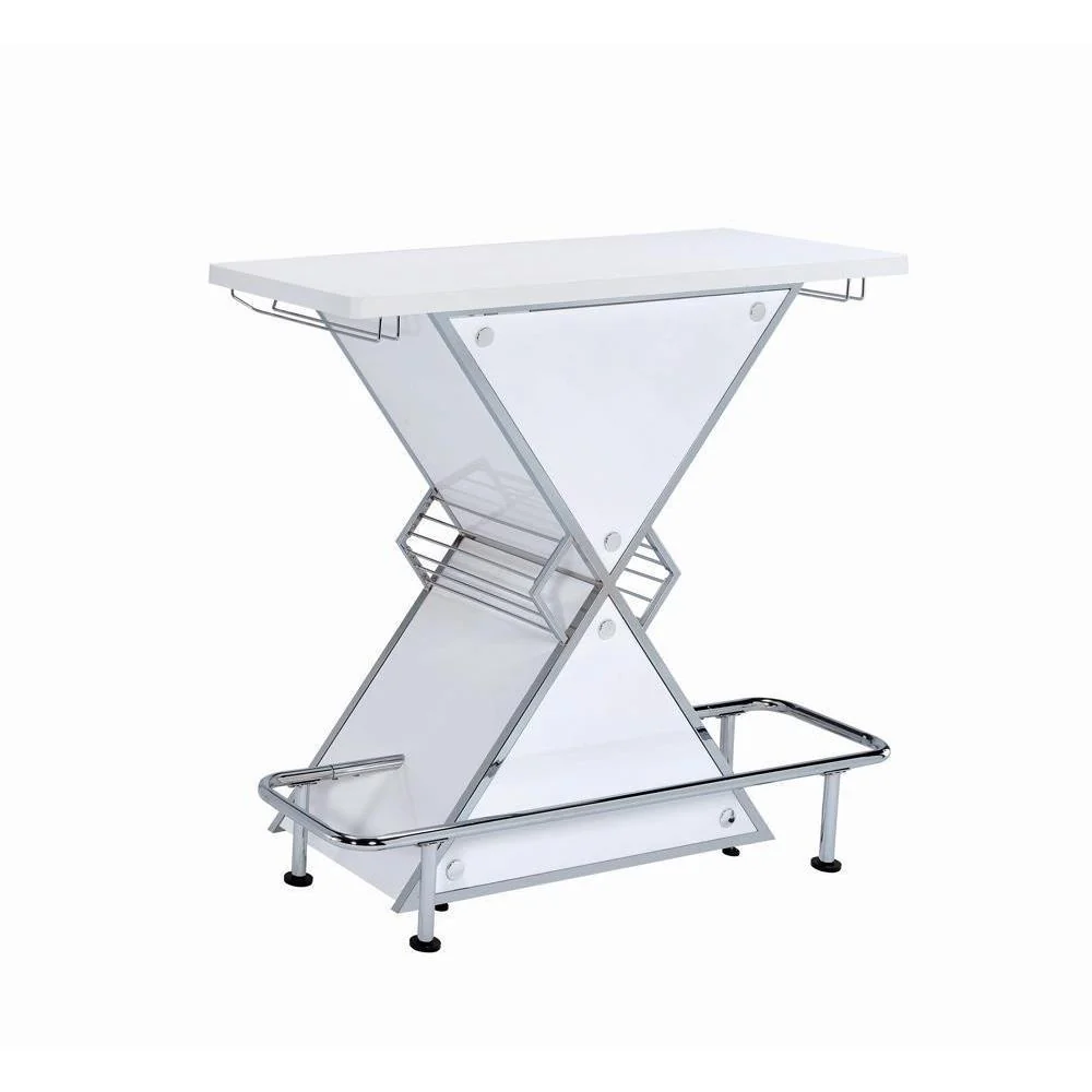 X-shaped Bar Unit With Wine Bottle Storage - White - Image 9