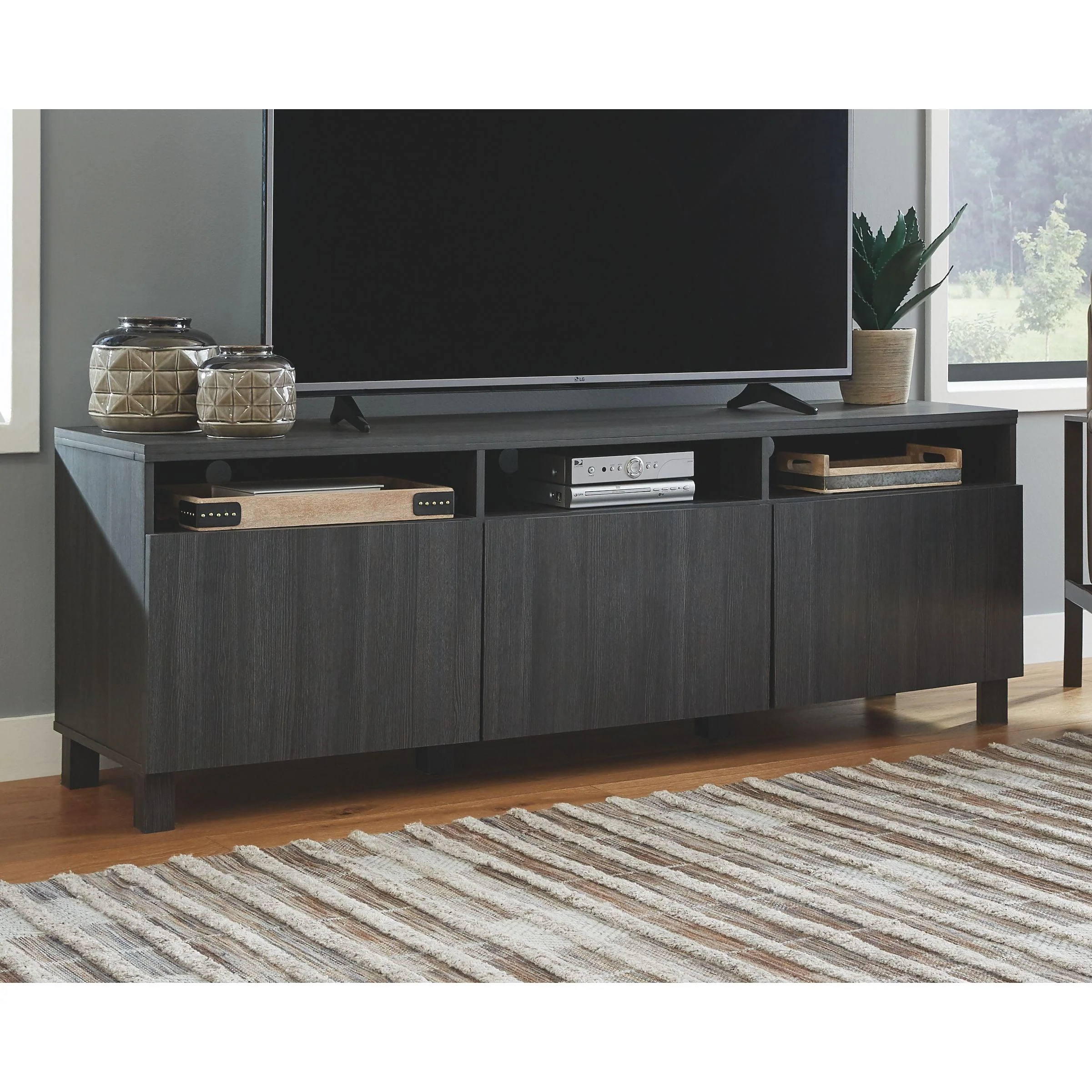 Yarlow - Black - Extra Large Tv Stand - Image 2