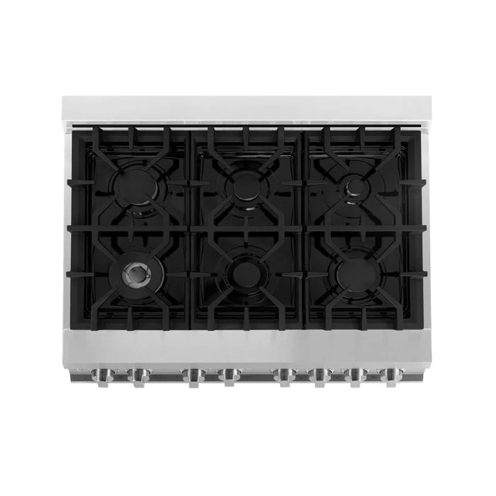 ZLINE 36 in. Dual Fuel Range with Gas Stove and Electric Oven in Stainless Steel with Color Door Options - Image 4